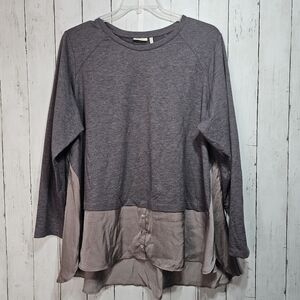 LOGO Lounge Lori Goldstein Women's French Terry Top Satin Shirttail Size 2X.